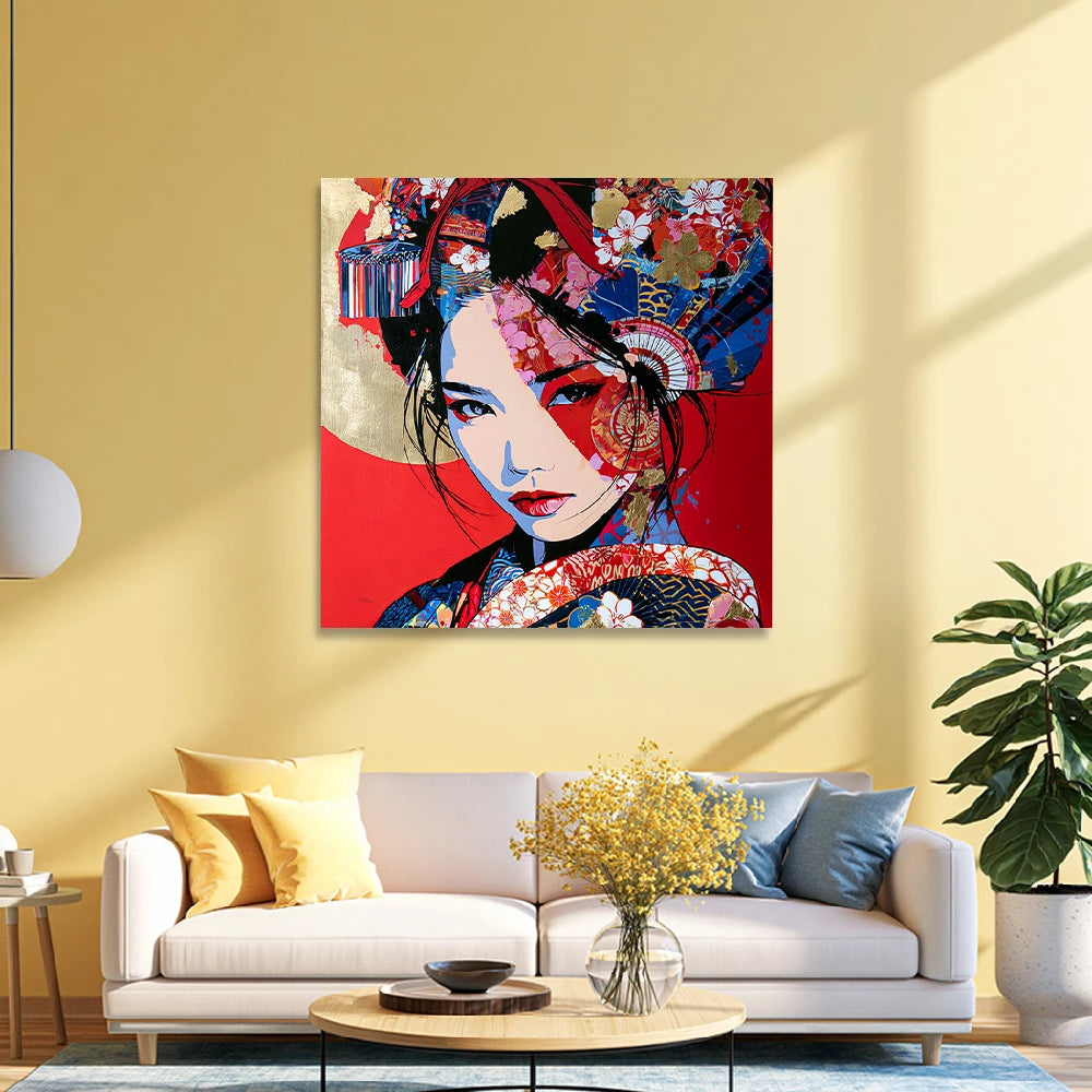 Geisha Red Blossom Wandbild