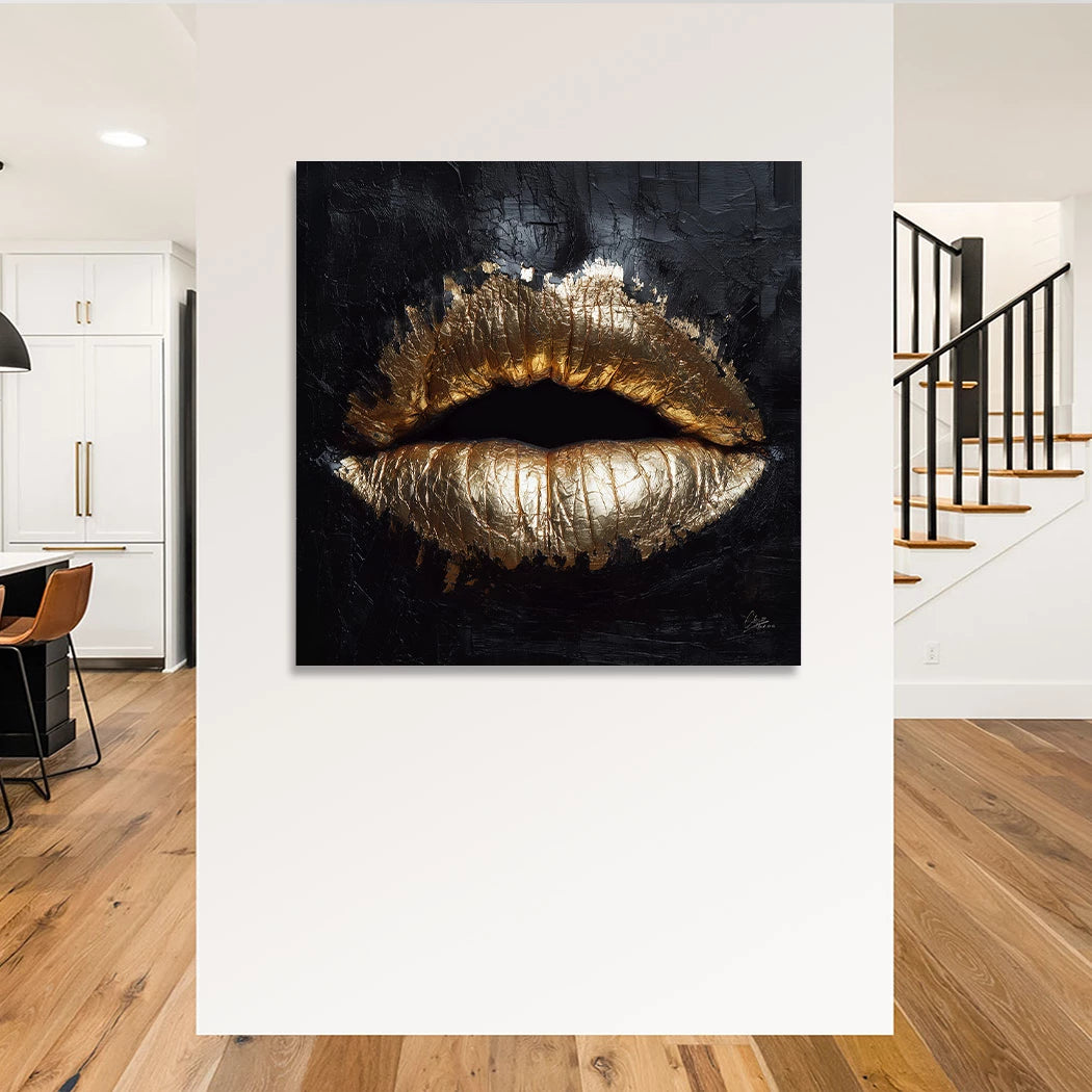Goldene Lippen Wandbild