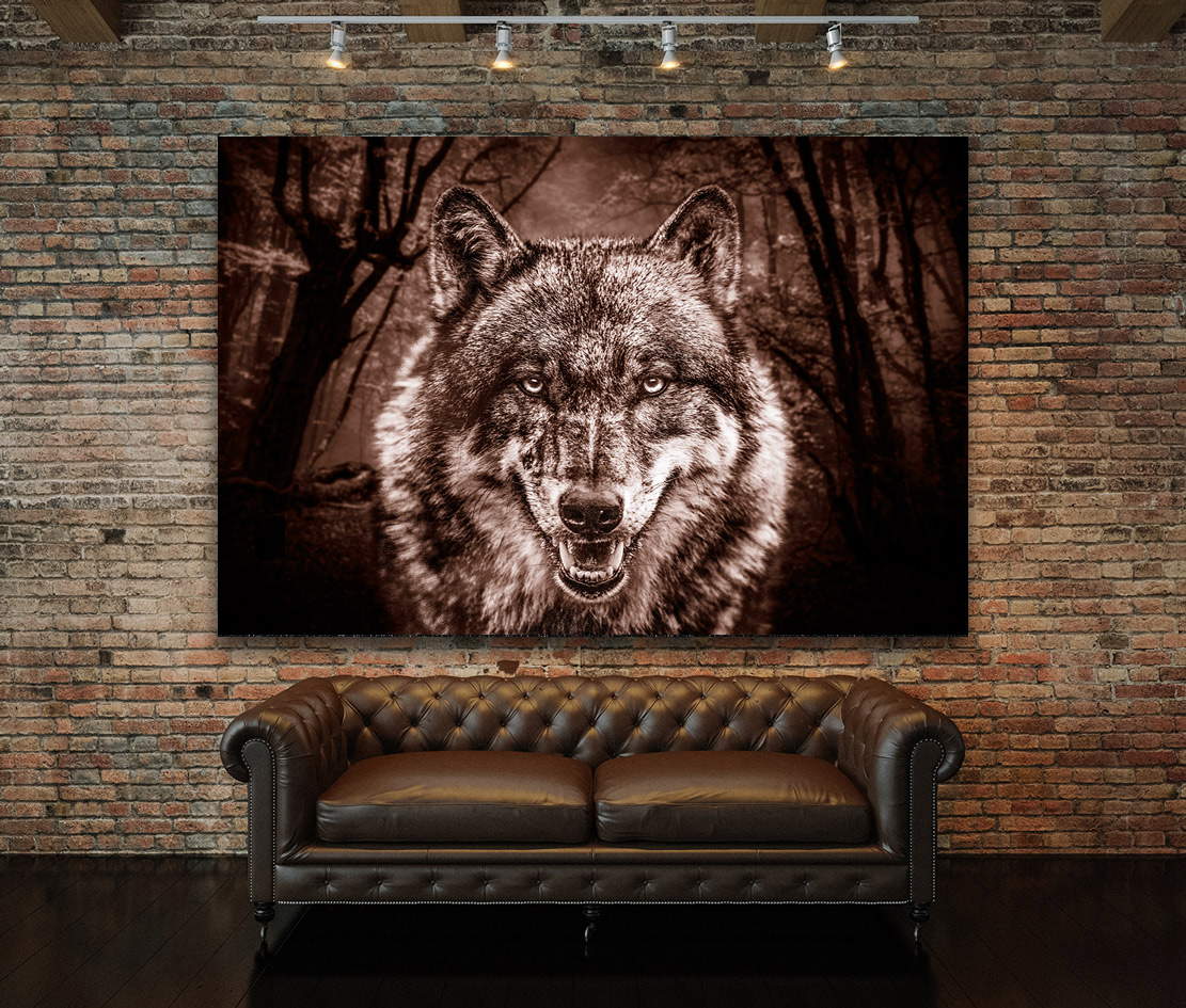 Wandbild Leinwandbild Wolf Vintage
