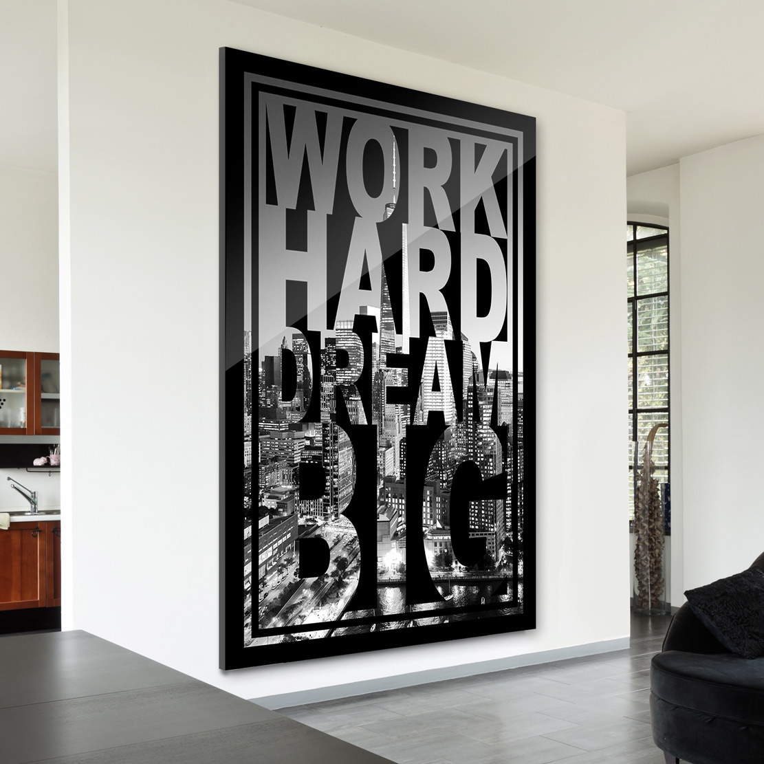 Wandbild Leinwandbild Work Hard Black and White Motivationsbild