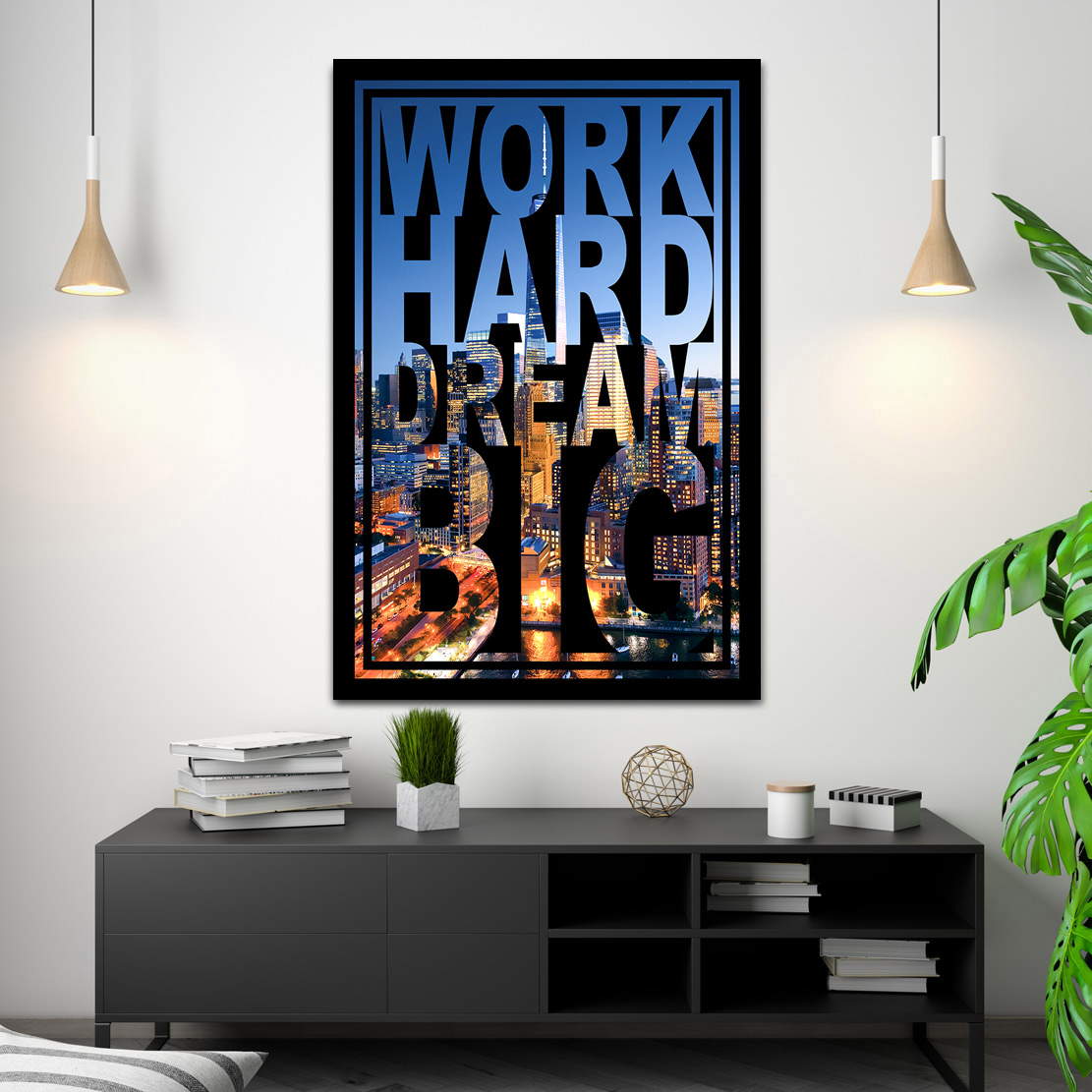 Wandbild Leinwandbild Work Hard Sunset Motivationsbild