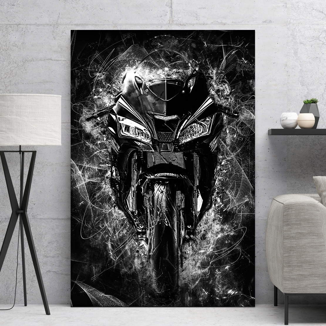 Wandbild Kawasaki ZX10 Black Style