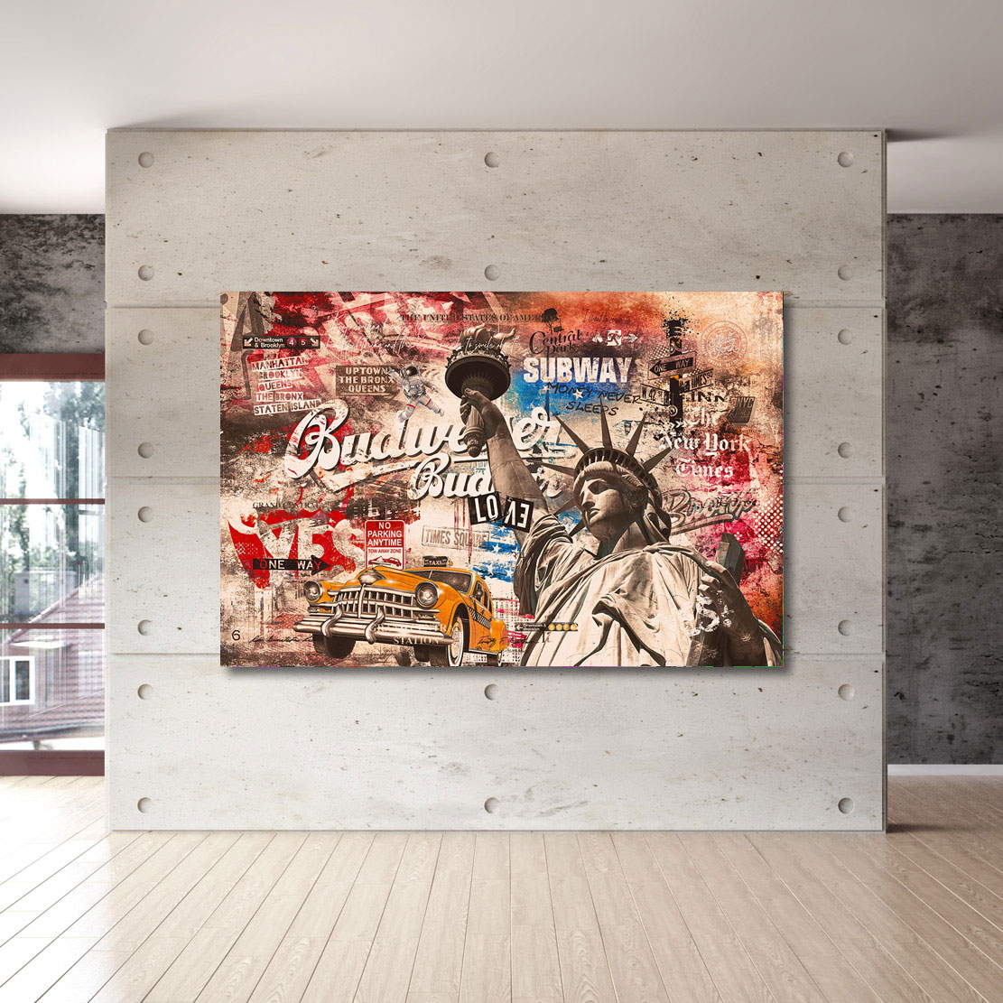 Wandbild Leinwandbild New York Budweiser Retro Style
