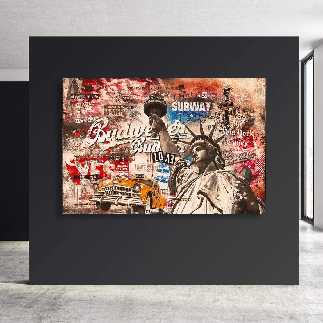 Wandbild Leinwandbild New York Budweiser Retro Style