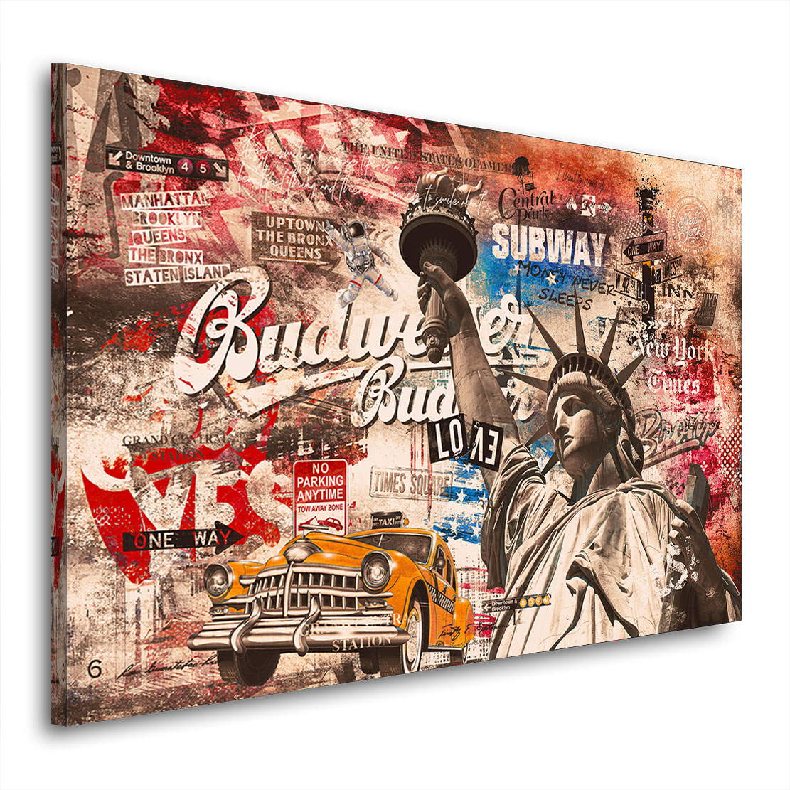 Wandbild Leinwandbild New York Budweiser Retro Style