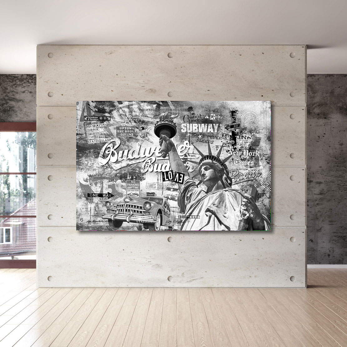 Wandbild Leinwandbild New York Budweiser Black and White