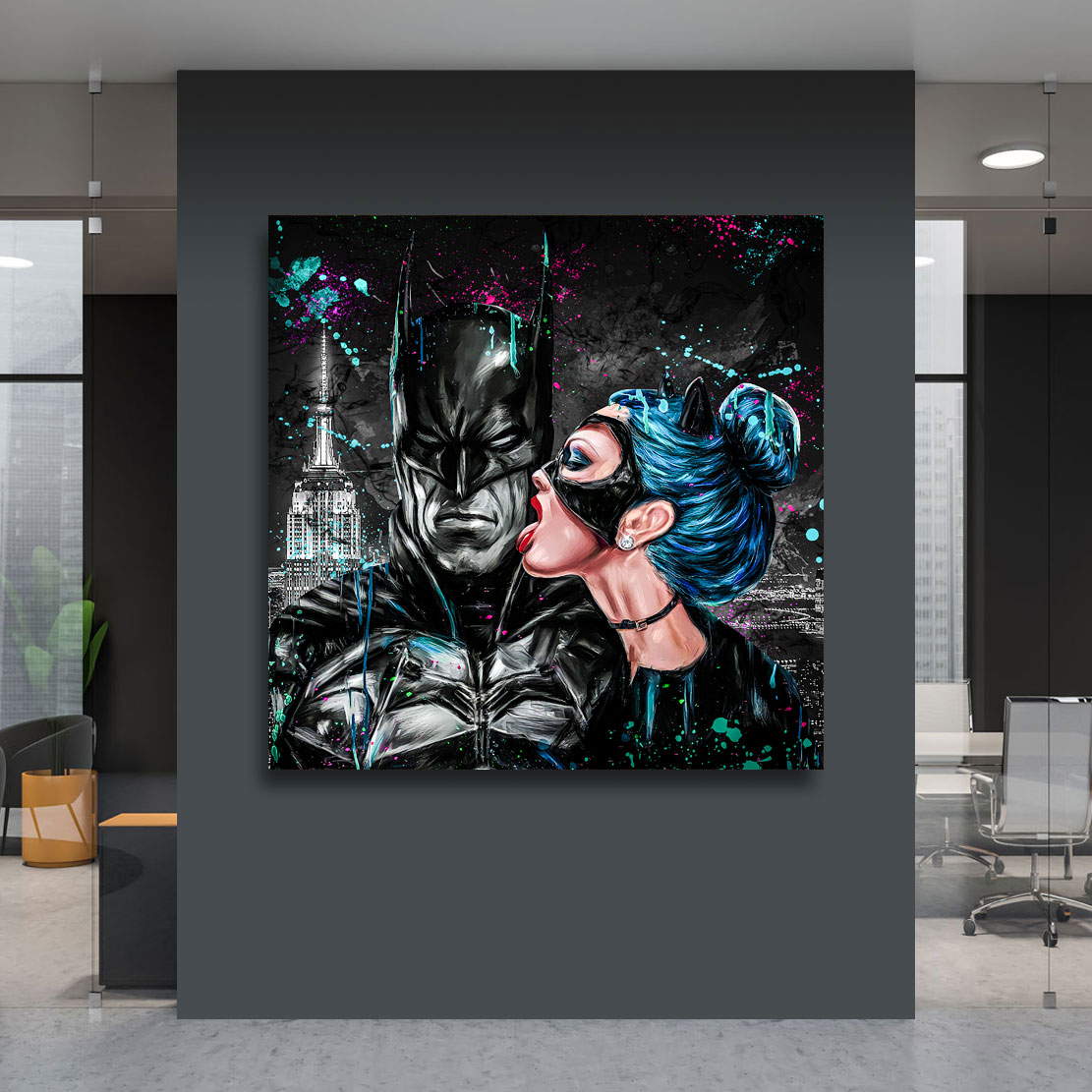 Leinwandbild Batman u. Catwoman Abstrakt