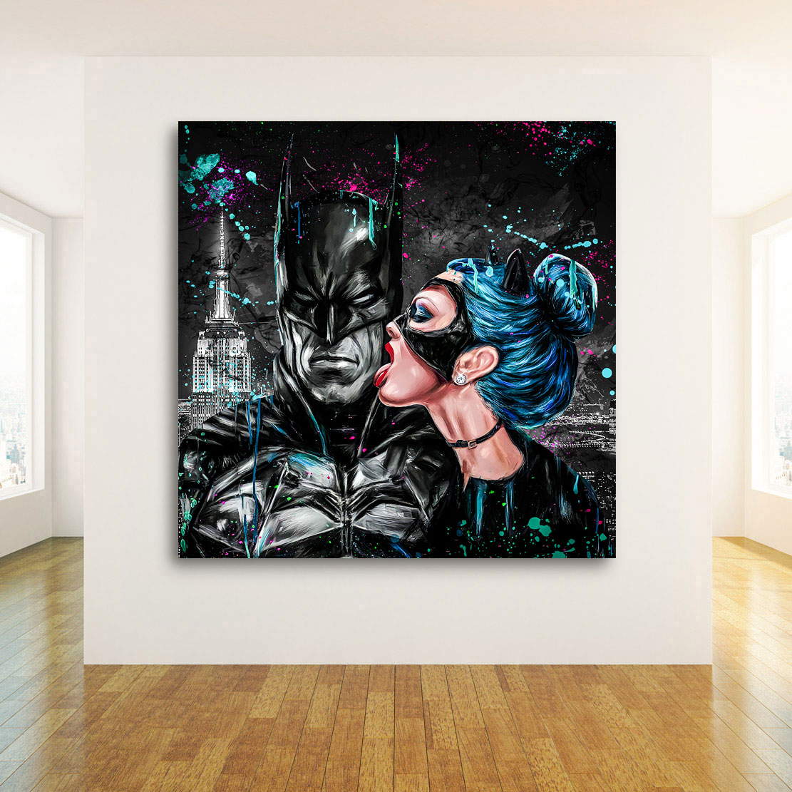 Leinwandbild Batman u. Catwoman Abstrakt