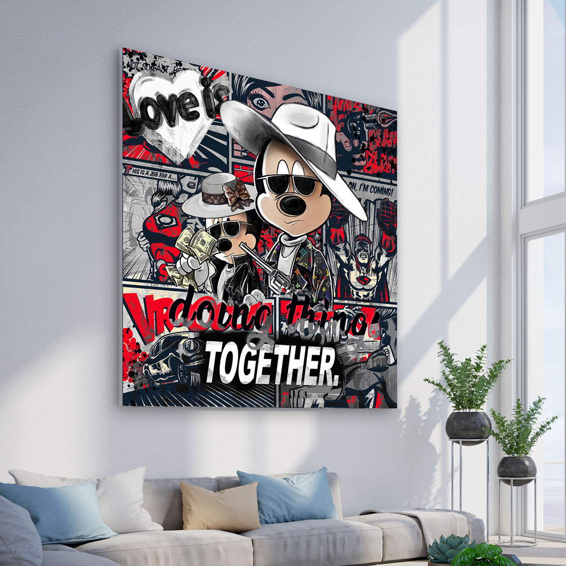 Leinwandbild Micky & Minnie Maus als Bonnie & Clyde - Do it Together