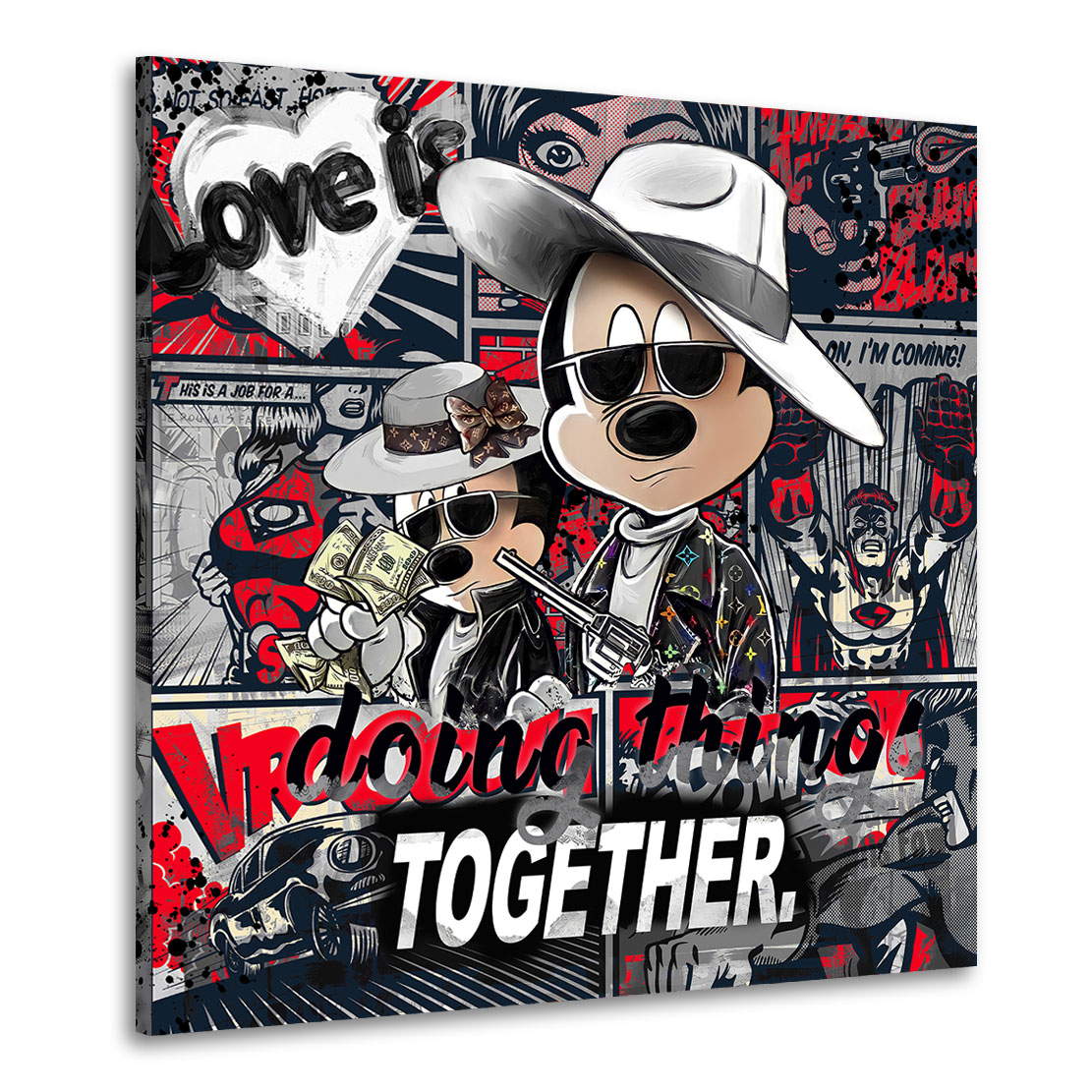 Leinwandbild Micky & Minnie Maus als Bonnie & Clyde - Do it Together