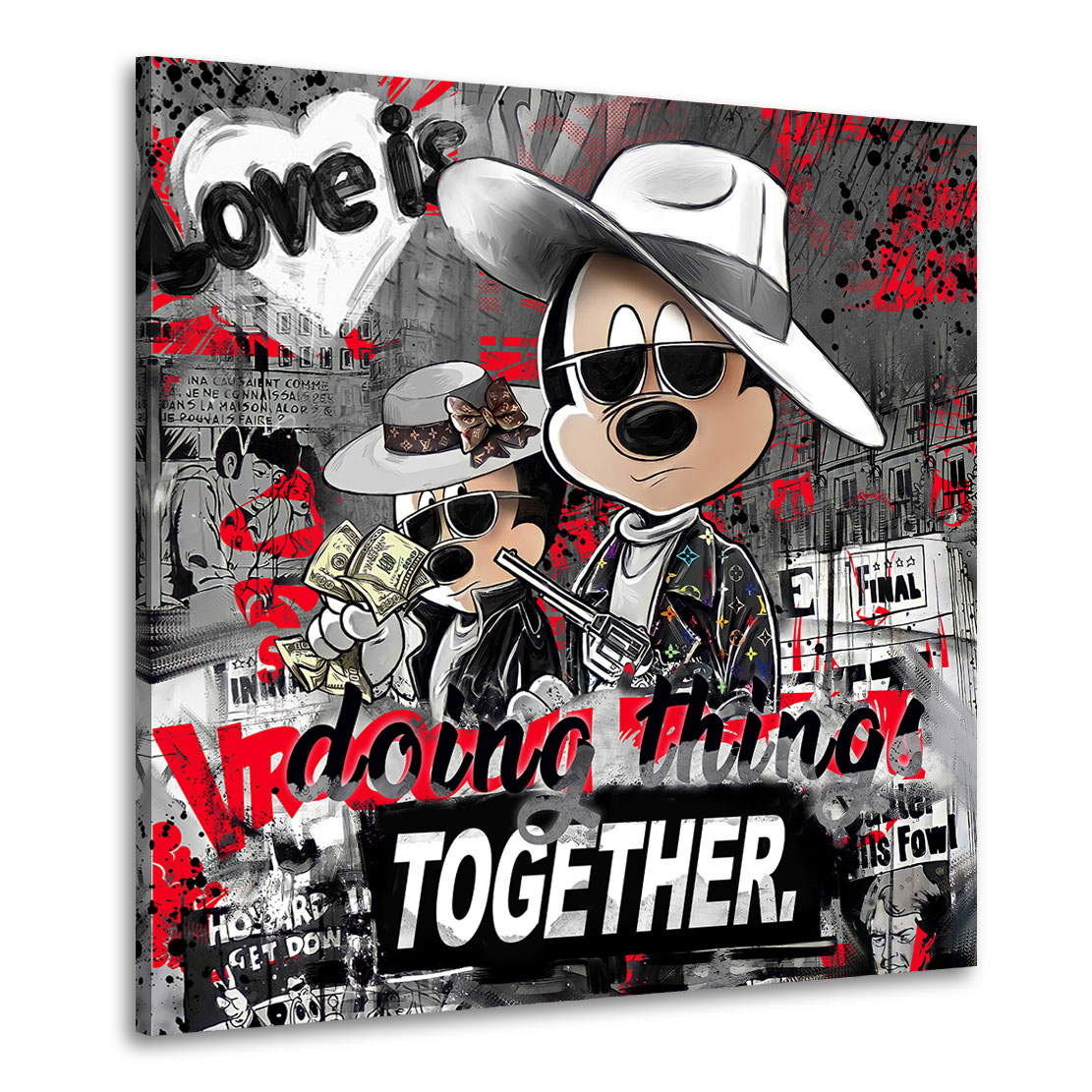 Leinwandbild Bonnie & Clyde Micky Maus Pop Art Style