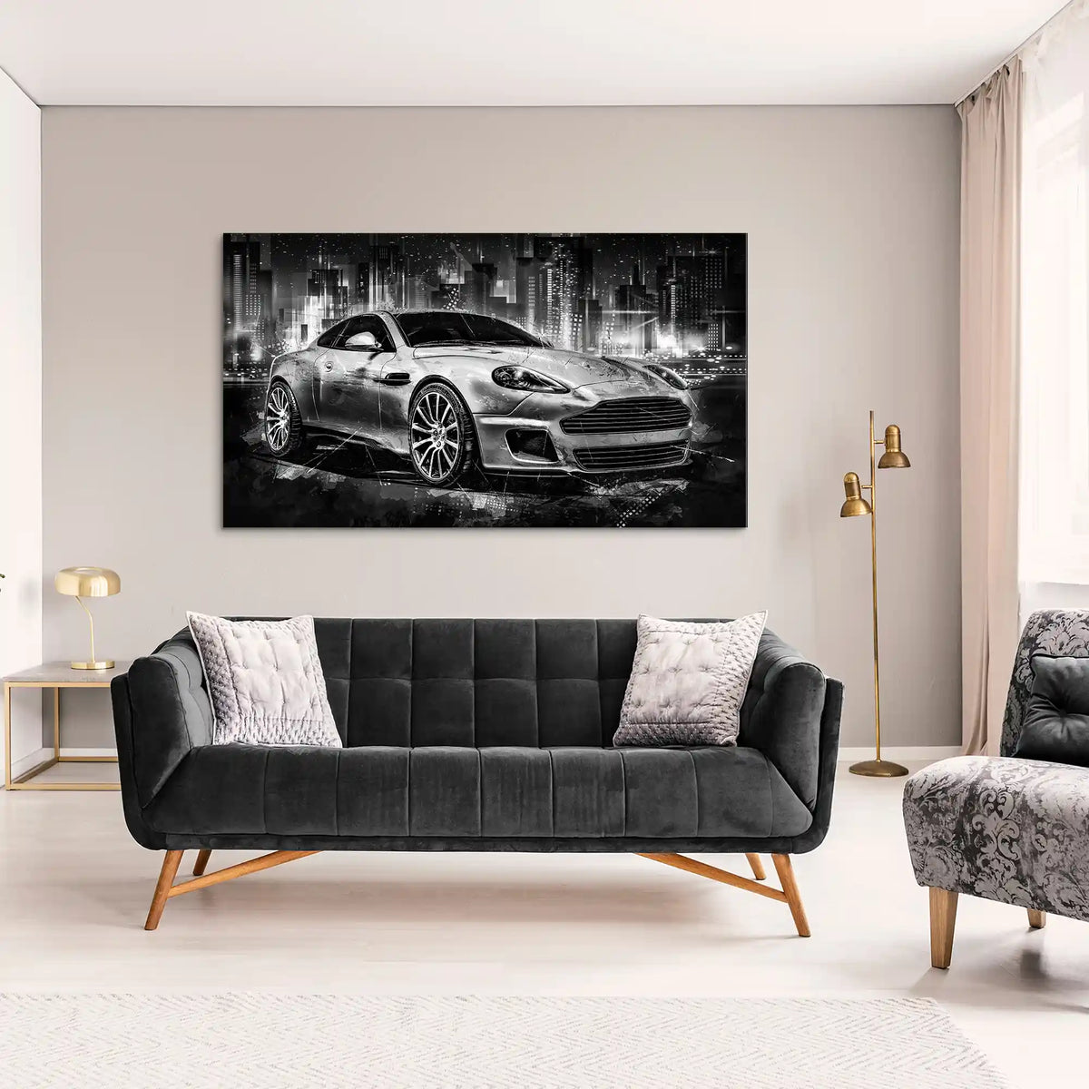 Auto Leinwandbild Aston Martin Black Style