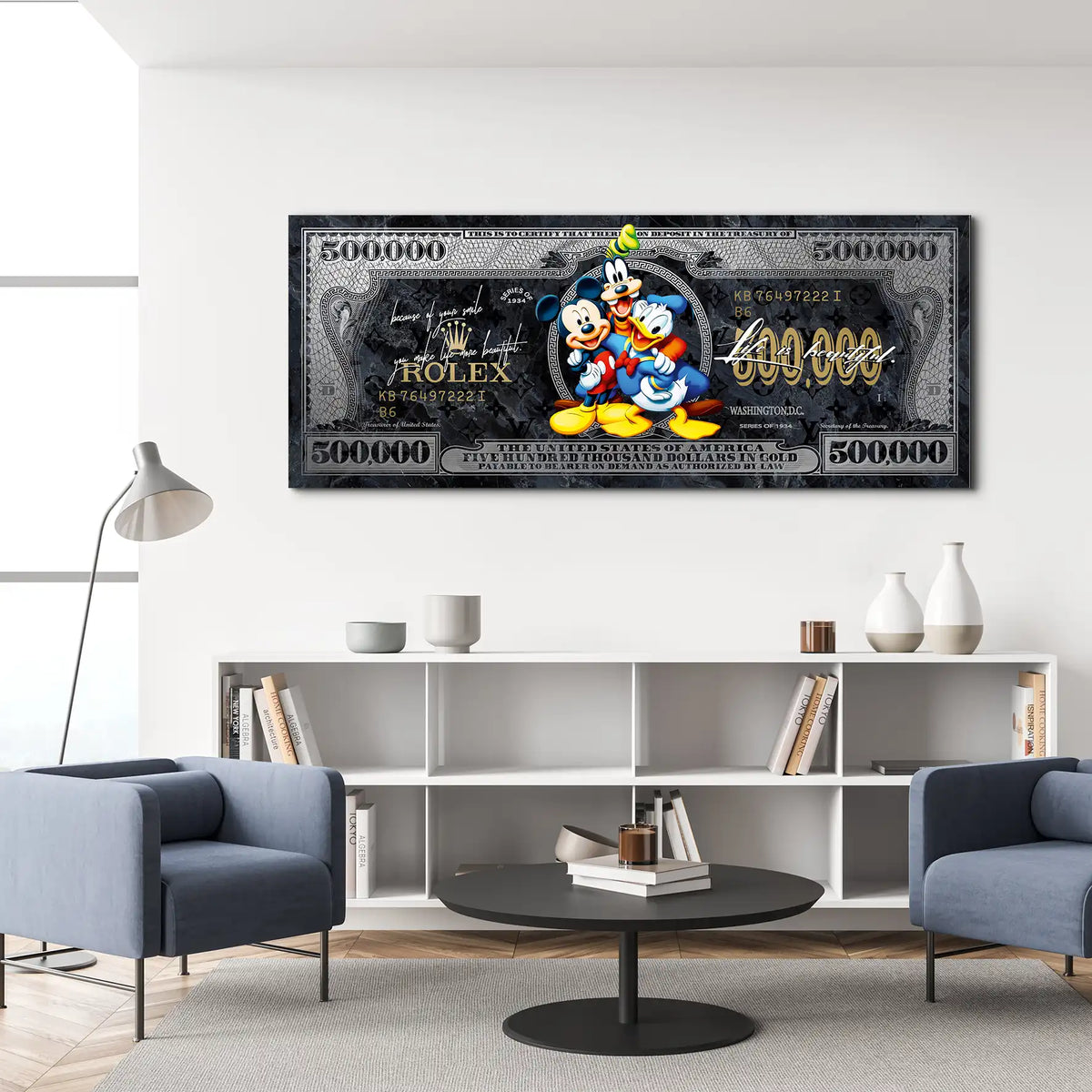 Leinwandbild Micky & Co. Pop Art Dollar Silver