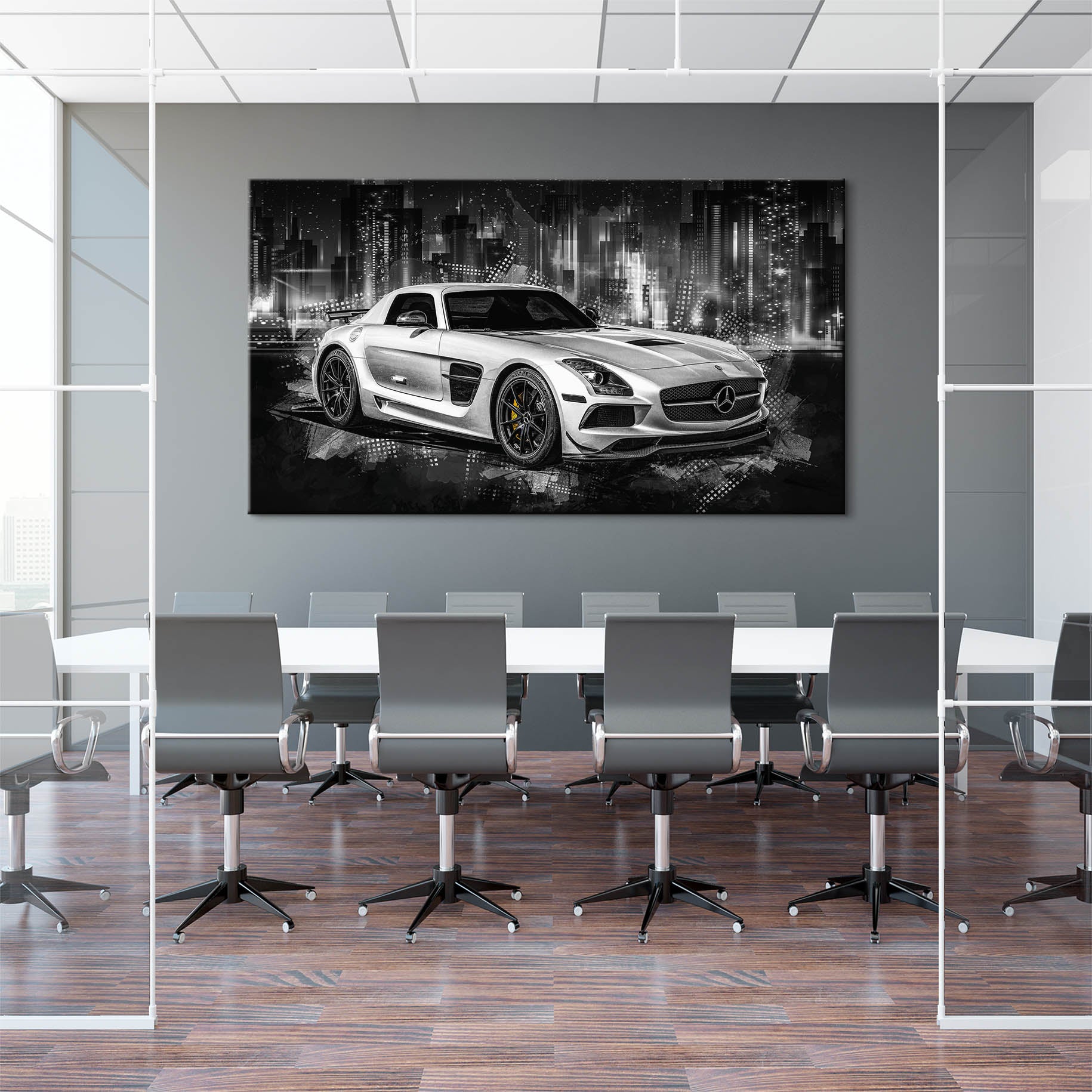 Auto Leinwandbild Mercedes SLS AMG City Style