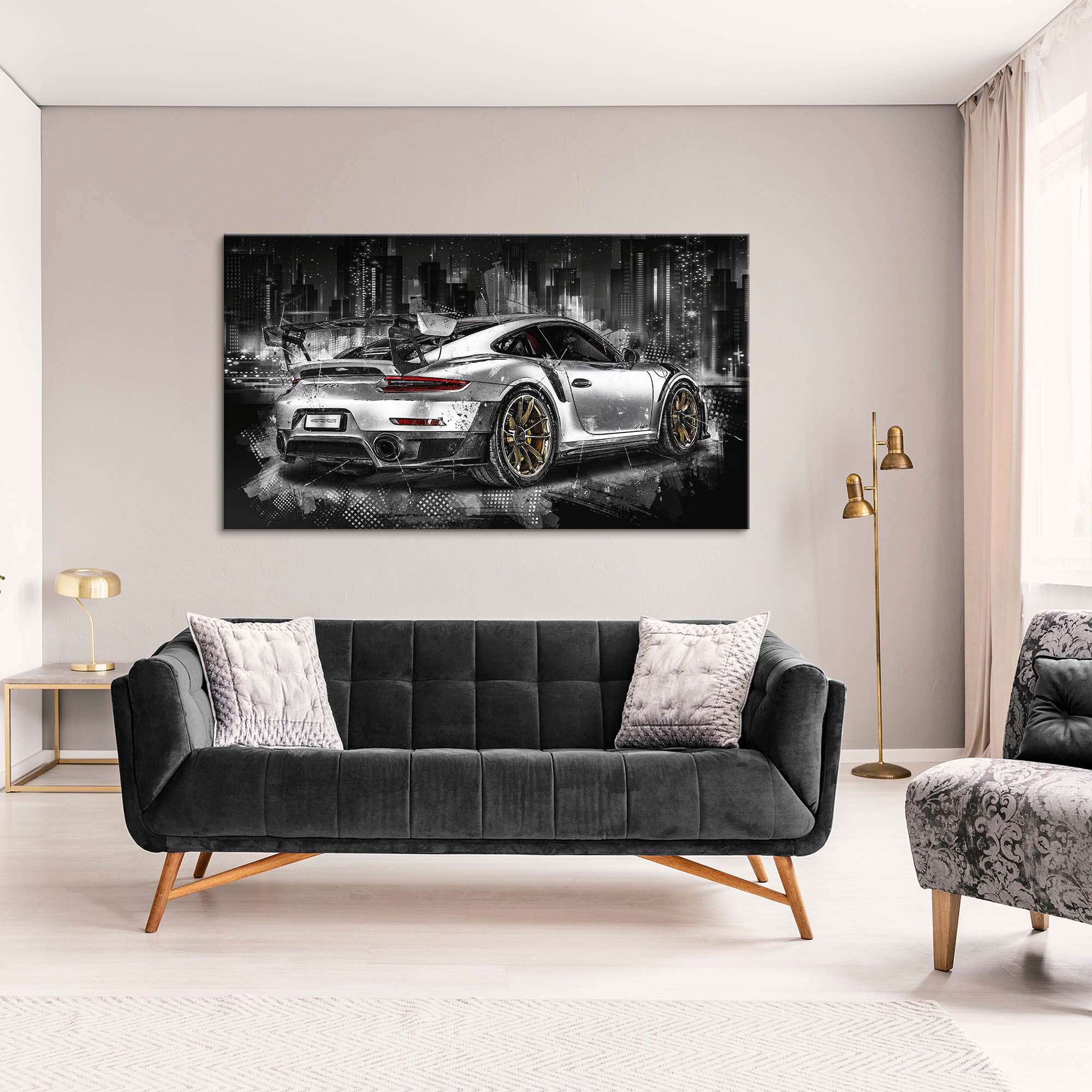 Auto Wandbild Leinwandbild Porsche GT2 RS Abstrakt Style