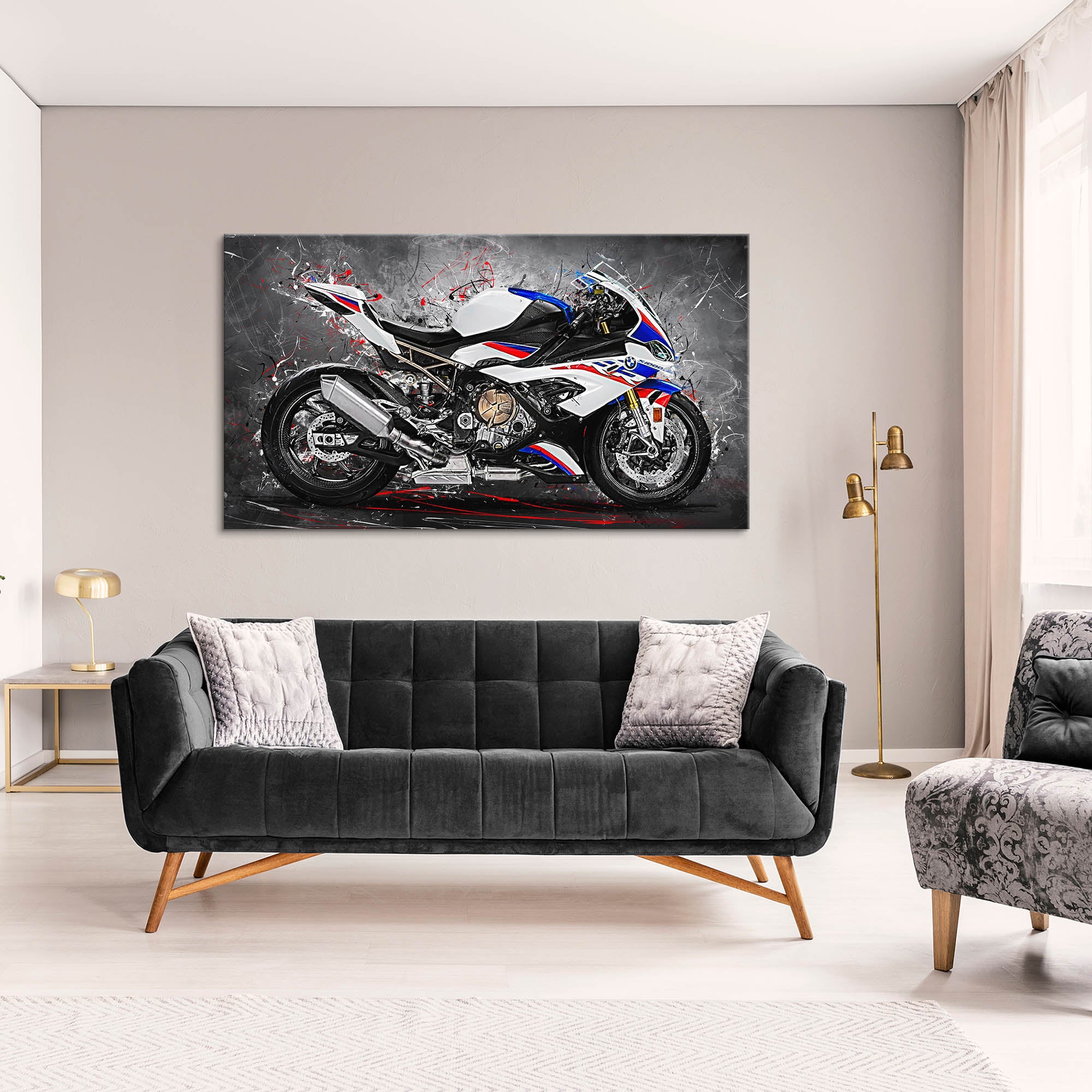 Wandbild Leinwandbild BMW S1000RR 2019 Dark Style