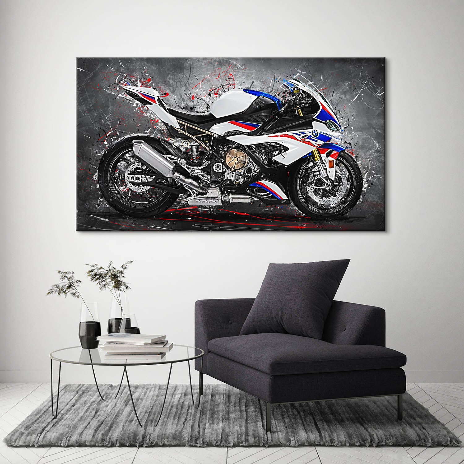Wandbild Leinwandbild BMW S1000RR 2019 Dark Style