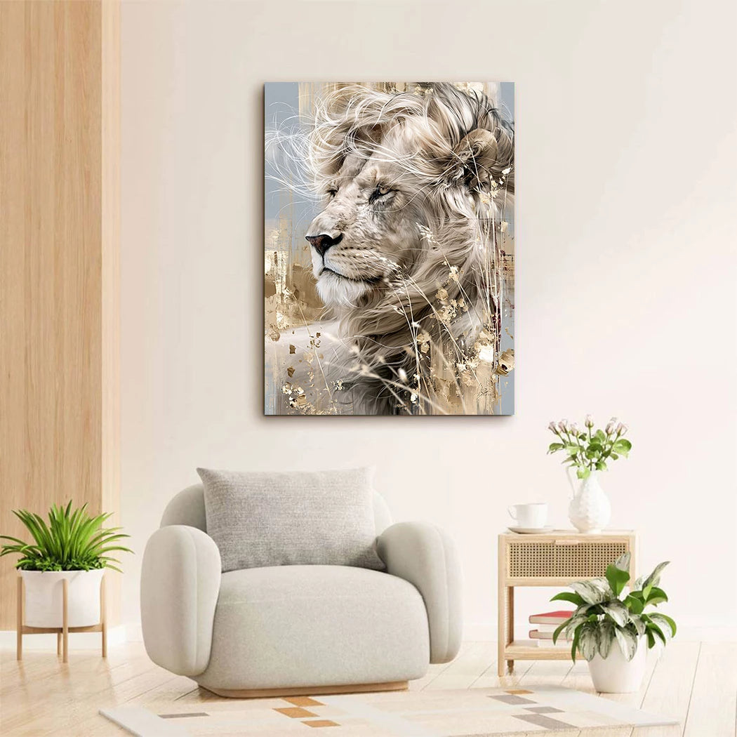 Löwe im Wind Wandbild