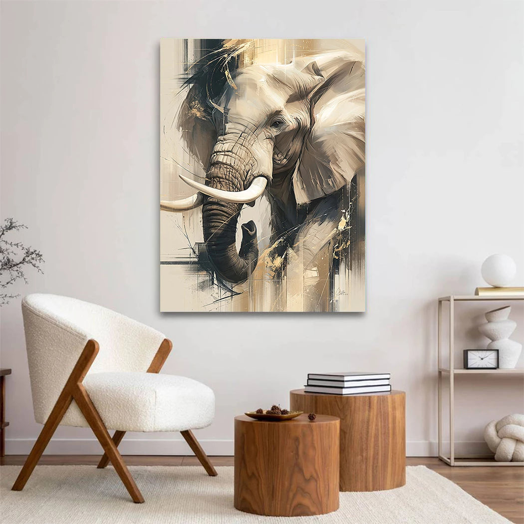 Elefant in Gold Wandbild