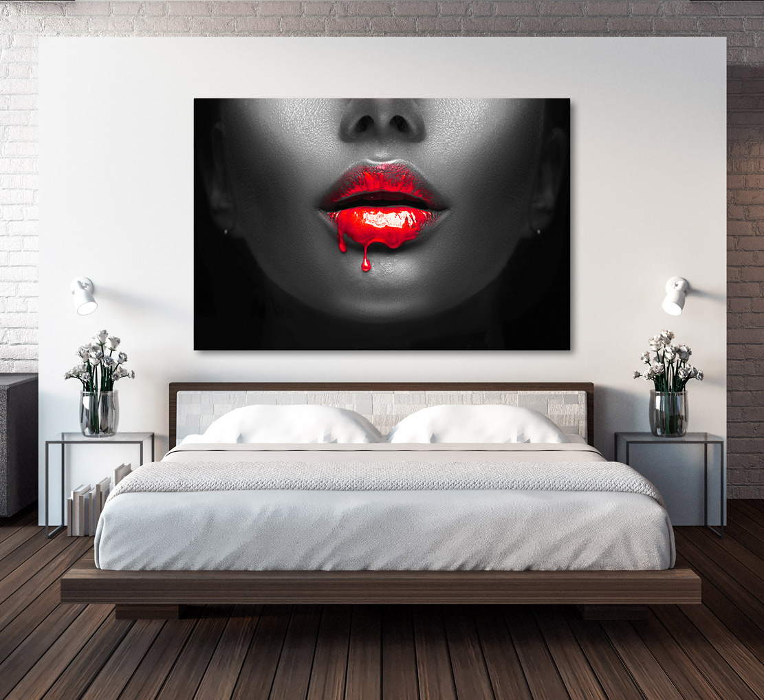 Wandbild Leinwandbild Erotische Lippen Red Style