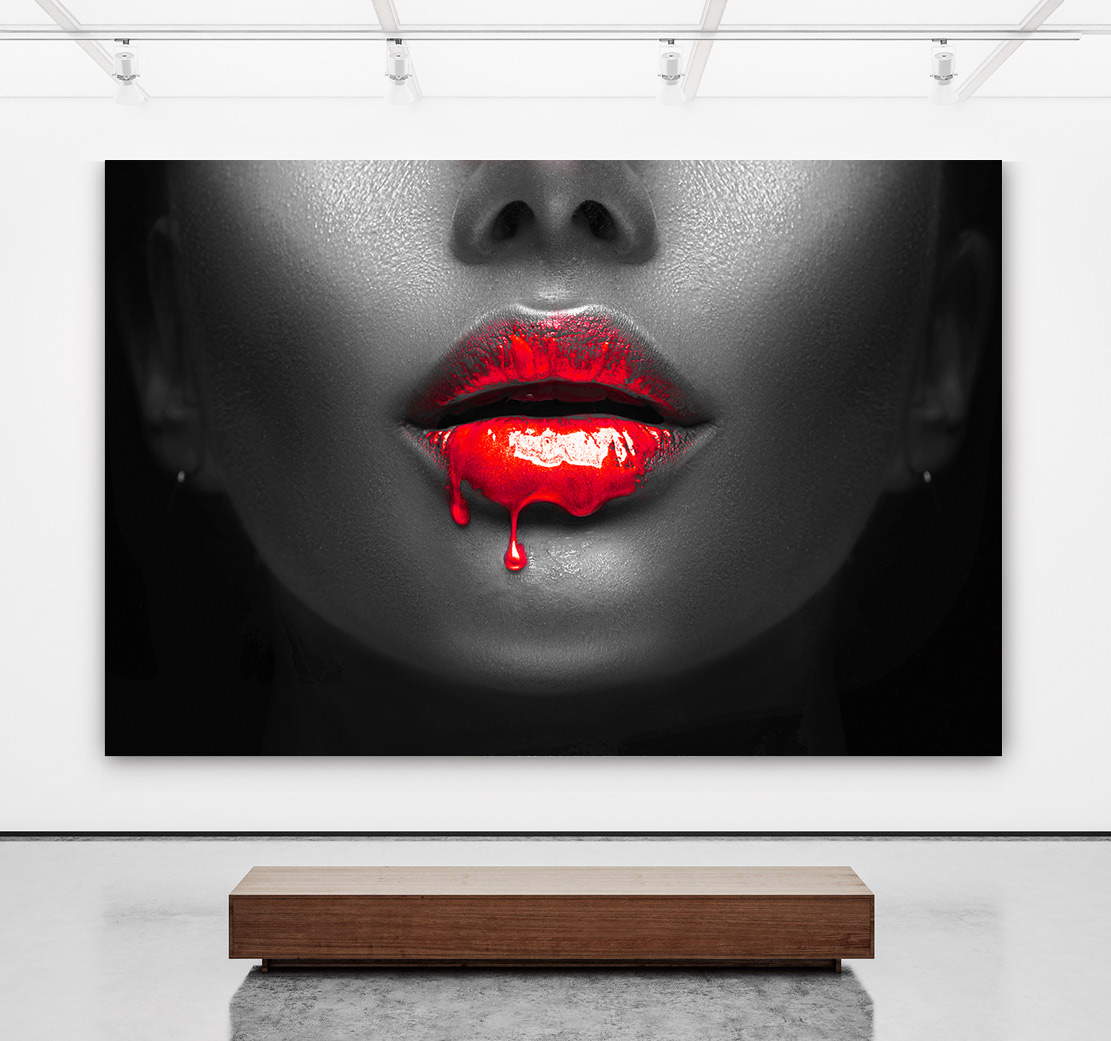 Wandbild Leinwandbild Erotische Lippen Red Style