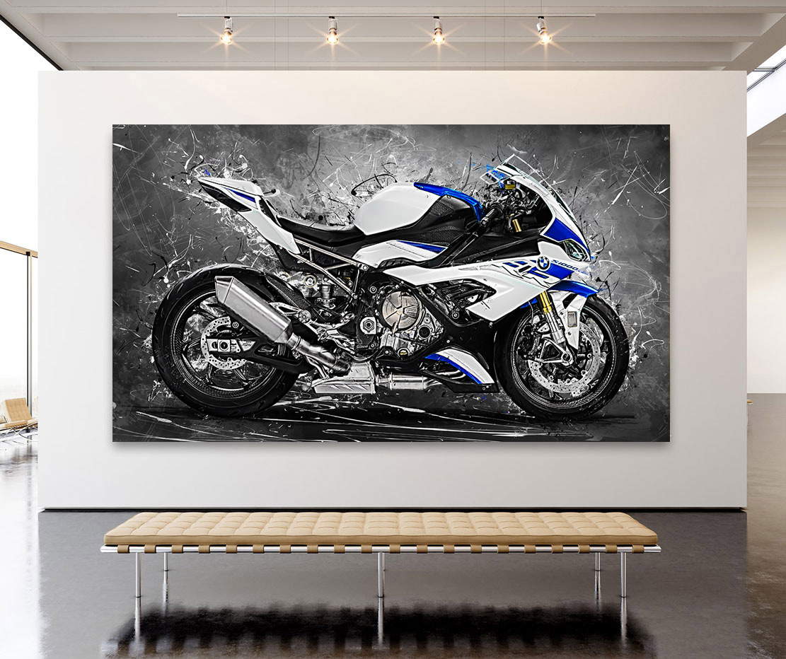 Wandbild Leinwandbild BMW S1000RR 2019 Blue Style